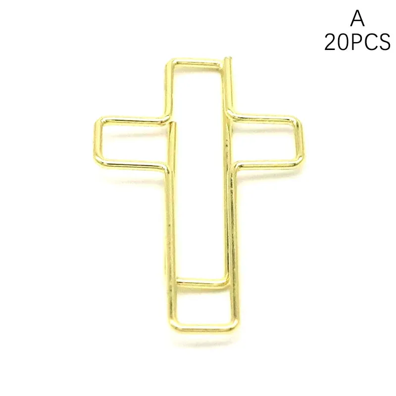 20Pcs Creative Cross Shape Paper Clips Journal Bookmarks Durable Gifts Notepad Mark Paperclip Binder Clips For Kids Students