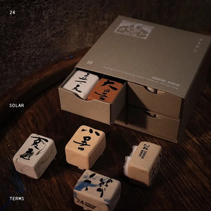24 Solar Terms Cement Rubber Stamp Set