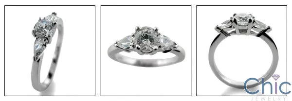 3 Stone Round Pear 1 Ct Cubic Zirconia Cz Ring
