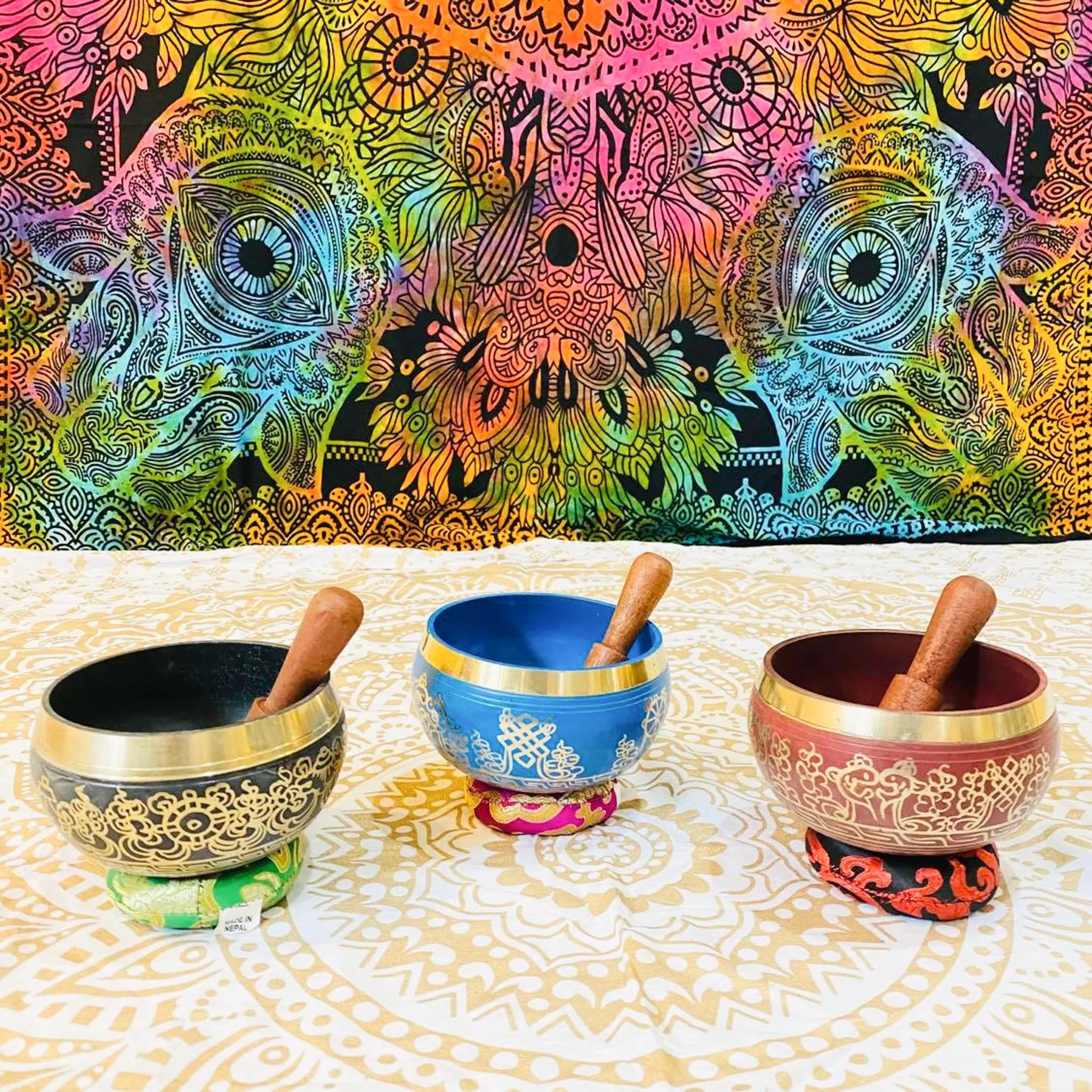 4.5 inches Vajra Engraved Colorful Singing Bowl