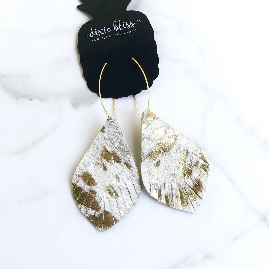 Abilene in Gold Hair on Hide - Dixie Bliss - Dangle Earring