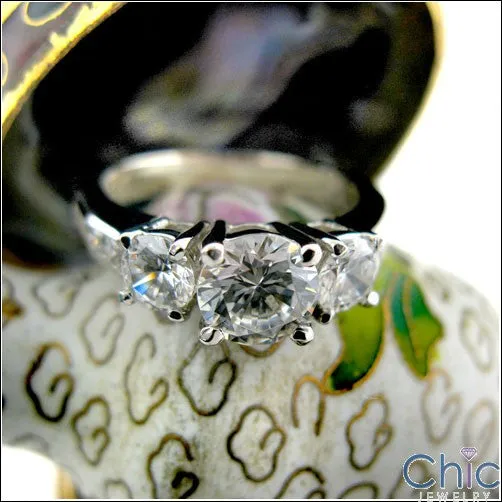 Anniversary 2.5 TCW Round 3 Stone Ring Cubic Zirconia Cz Ring
