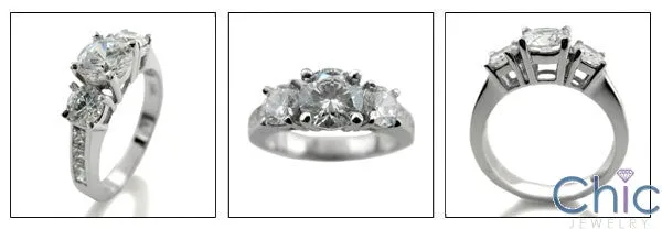 Anniversary 2.5 TCW Round 3 Stone Ring Cubic Zirconia Cz Ring