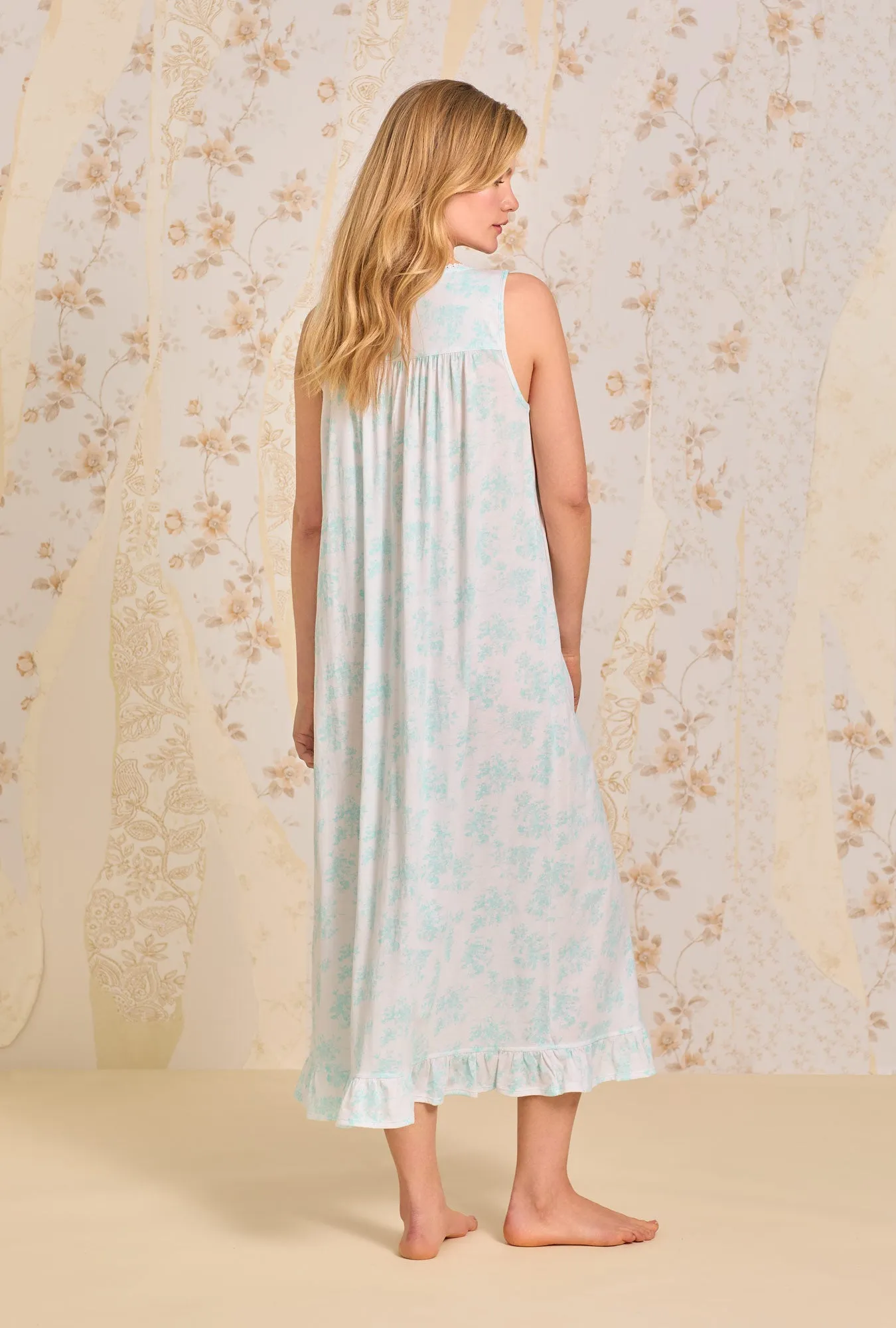 Aqua Dream Floral "Eileen" Knit Nightgown