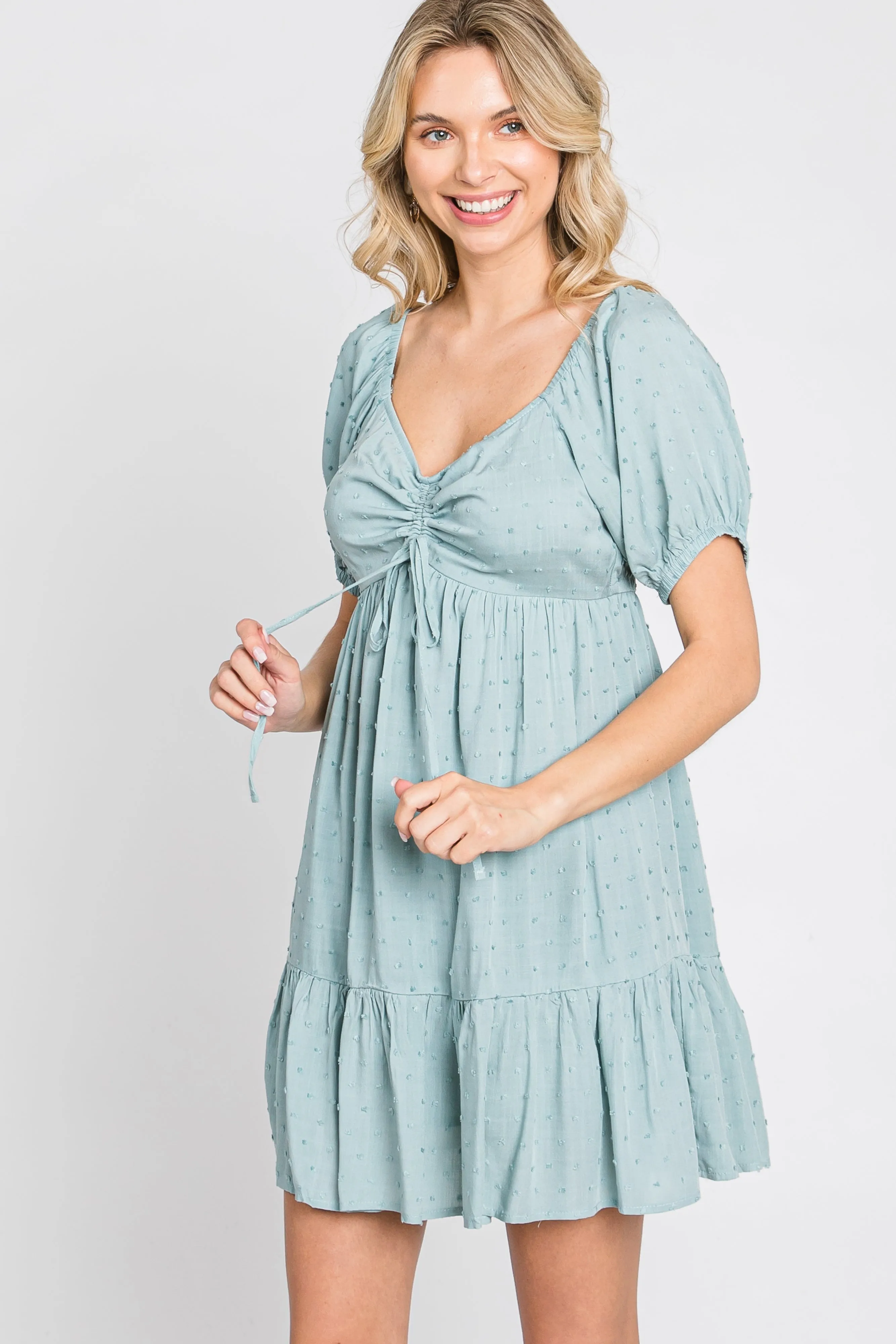 Aqua Swiss Dot Sweetheart Dress