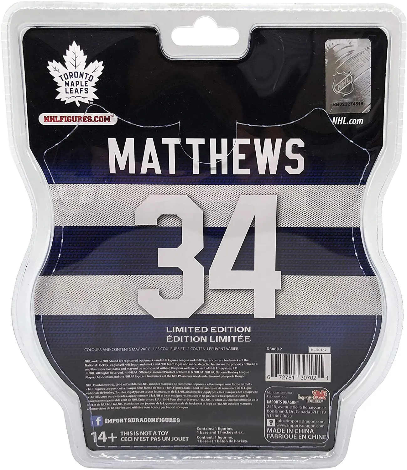 Auston Matthews Toronto Maple Leafs 2020-21 Unsigned Imports Dragon 6" Player Replica Figurine