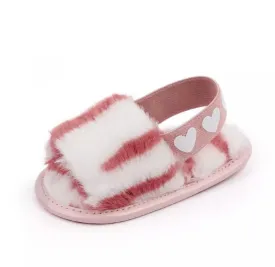 Baby Fur Slides - Pink Marble