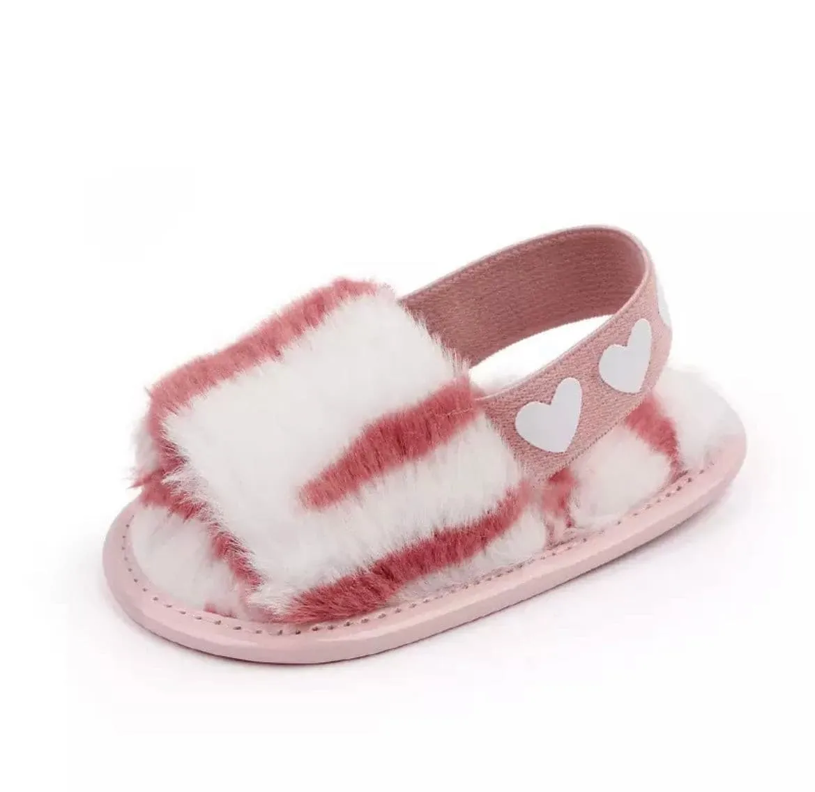 Baby Fur Slides - Pink Marble
