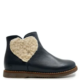 Beberlis Navy Fur Heart Bootie