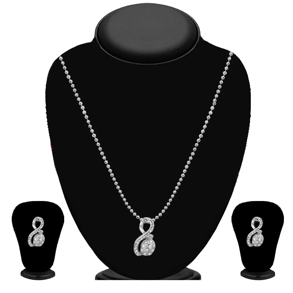 Bhavi Jewels Silver Plated Austrian Stone Pendant Set