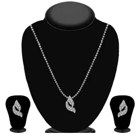 Bhavi Jewels Silver Plated Austrian Stone Pendant Set