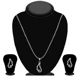 Bhavi Jewels Silver Plated Austrian Stone Pendant Set