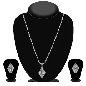 Bhavi Jewels Silver Plated Austrian Stone Pendant Set