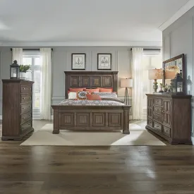 Big Valley 361-BR-KPBDMC King Panel Bed, Dresser & Mirror, Chest