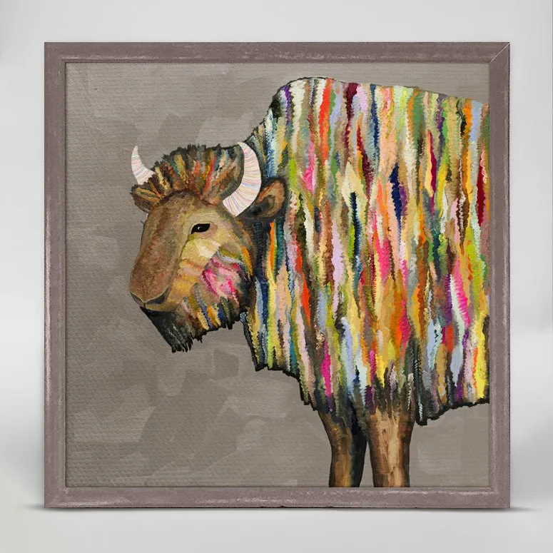 Bison on Putty Mini Framed Canvas