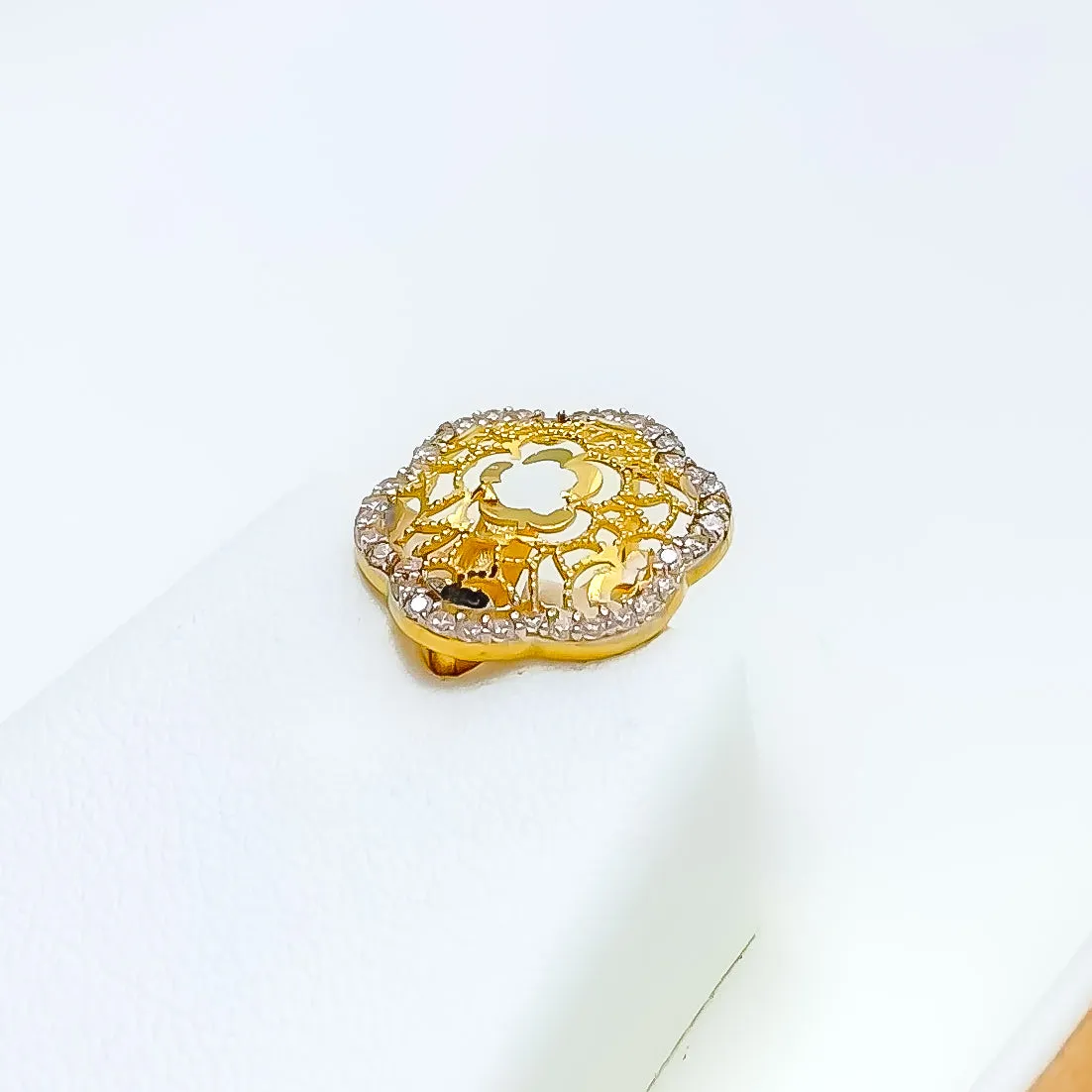 Blooming CZ Lined Flower Pendant Set