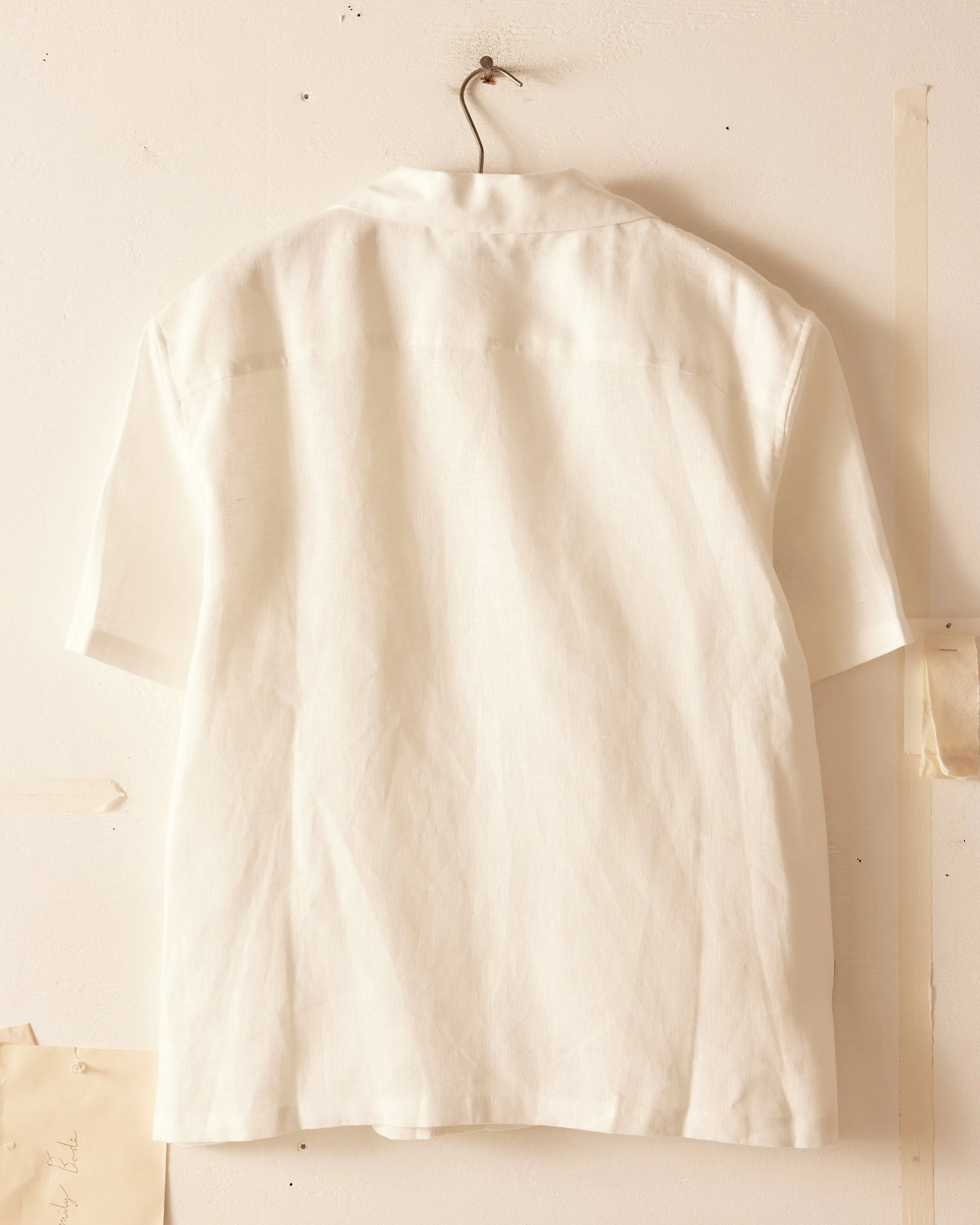 Blue Sailor Button Short Sleeve Shirt - White