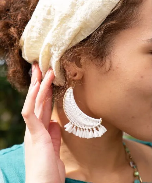Braid Crescent Fringe Earrings