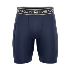 BWB Men's Navy Blue Compression Shorts