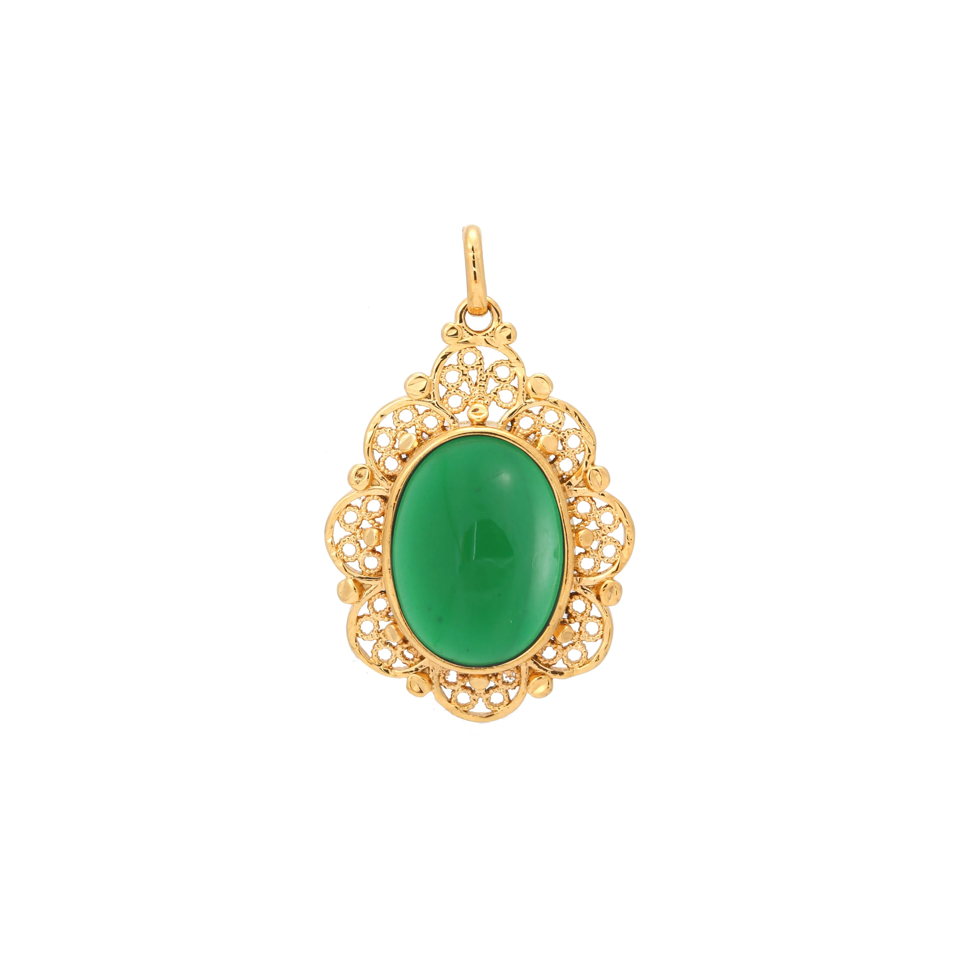 Cabochon colorful Onyx 18K Gold pendant