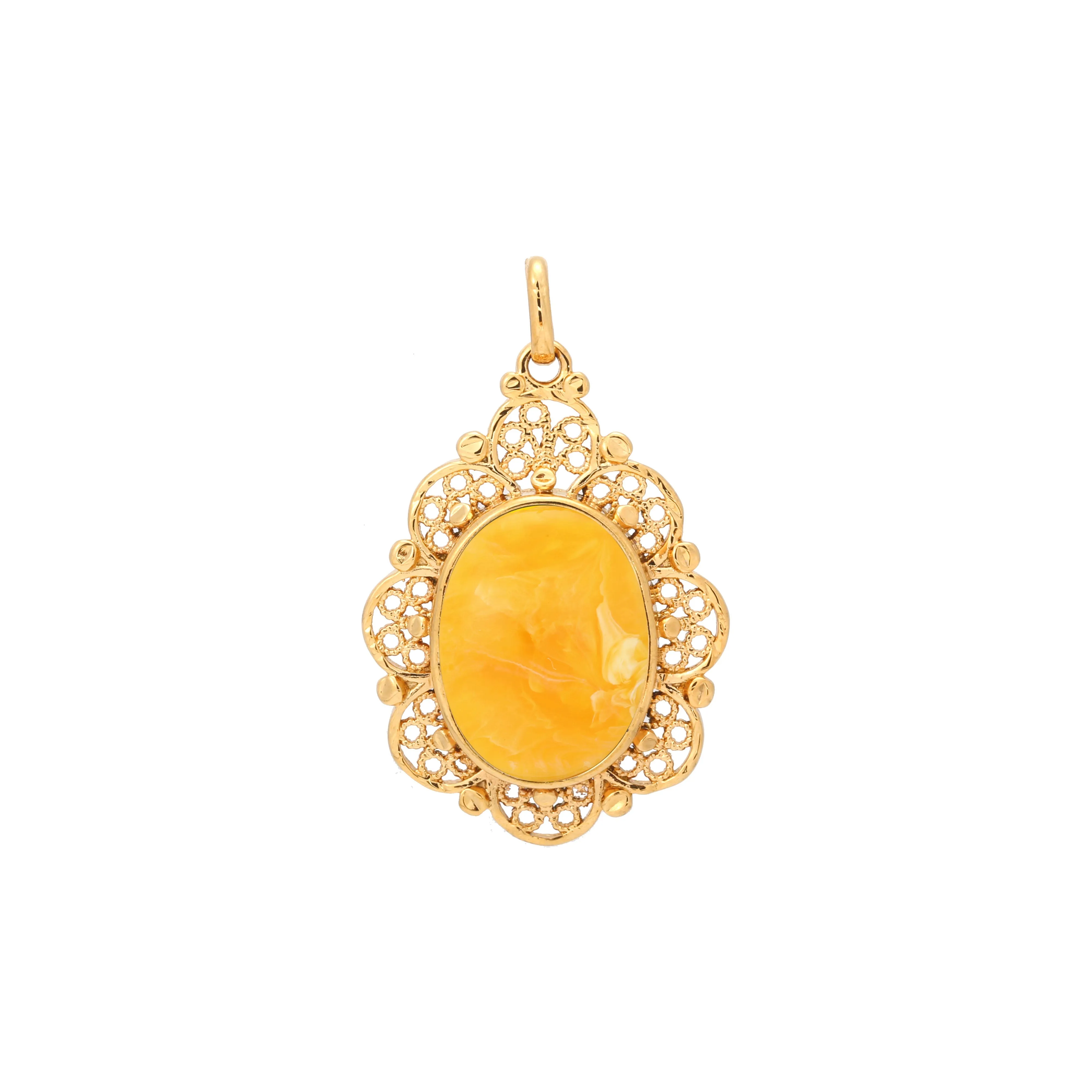 Cabochon colorful Onyx 18K Gold pendant