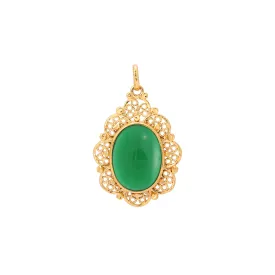 Cabochon colorful Onyx 18K Gold pendant