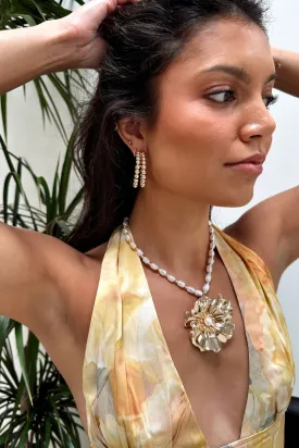 Calypso Gold Beaded Hoop Earrings