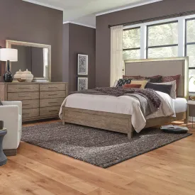 Stylish King Upholstered Bed with Dresser and Mirror Set - Canyon Road Collection, Model 876-BR-KUBDM