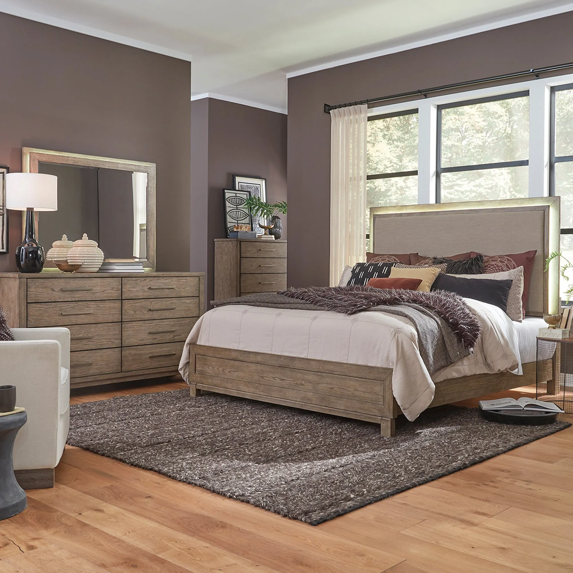 Canyon Road 876-BR-KUBDMC King Uph Bed, Dresser & Mirror, Chest