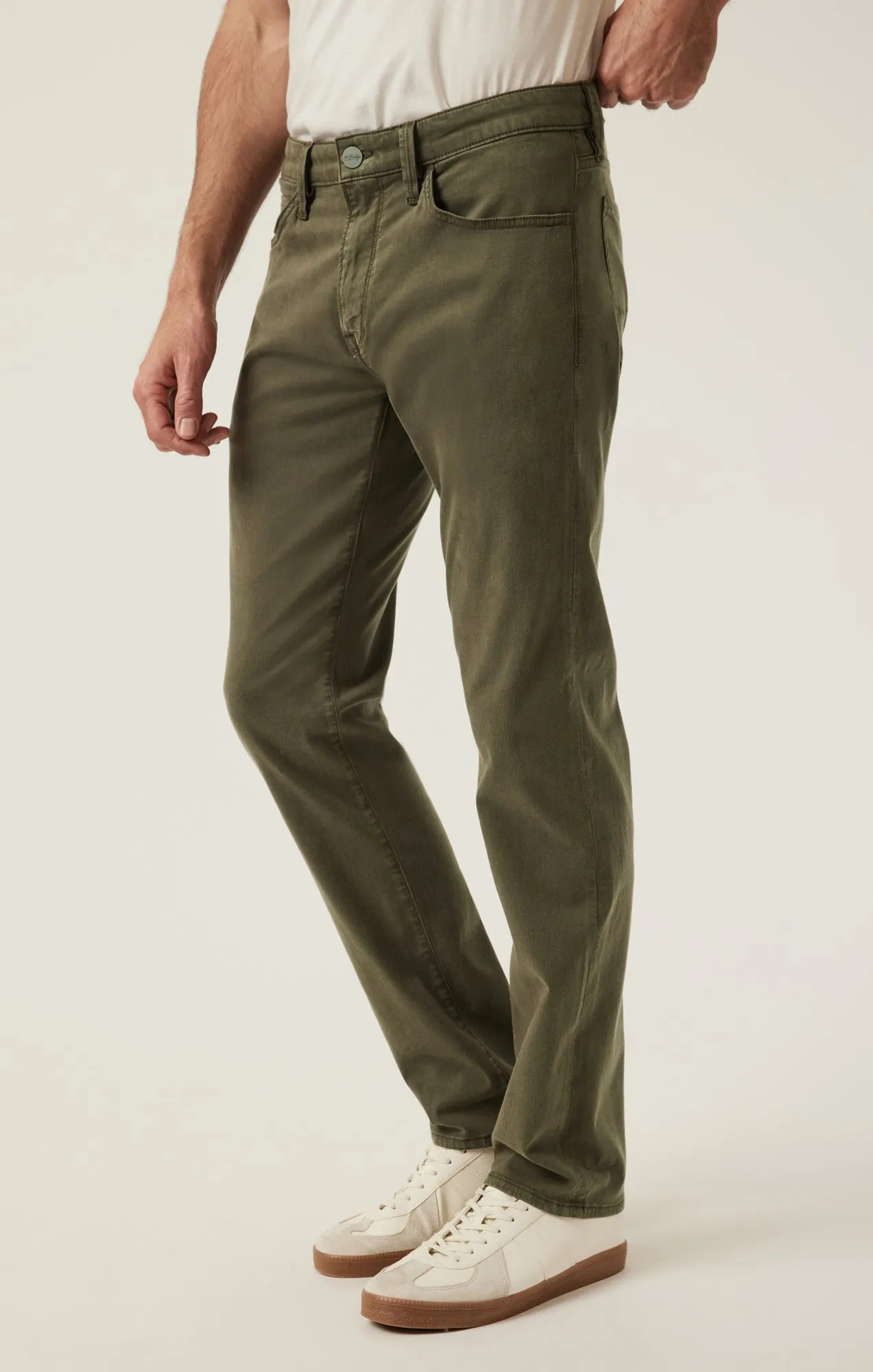 Charisma Relaxed Straight Pants in Dark Olive Twill