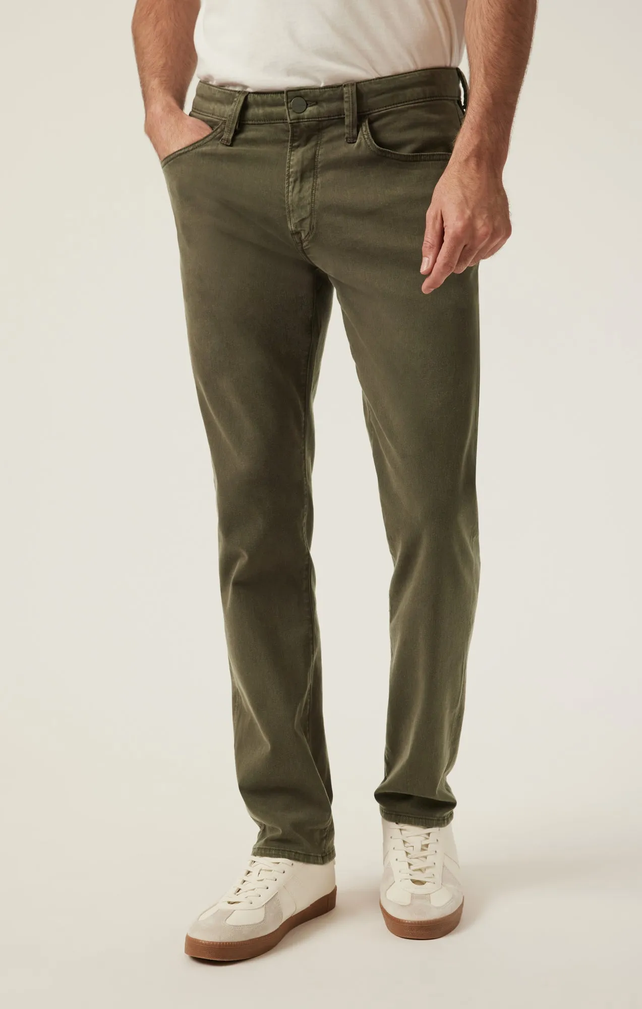 Charisma Relaxed Straight Pants in Dark Olive Twill