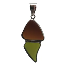 Charles Albert Silver - Beach Glass Double Brown Green Pendant