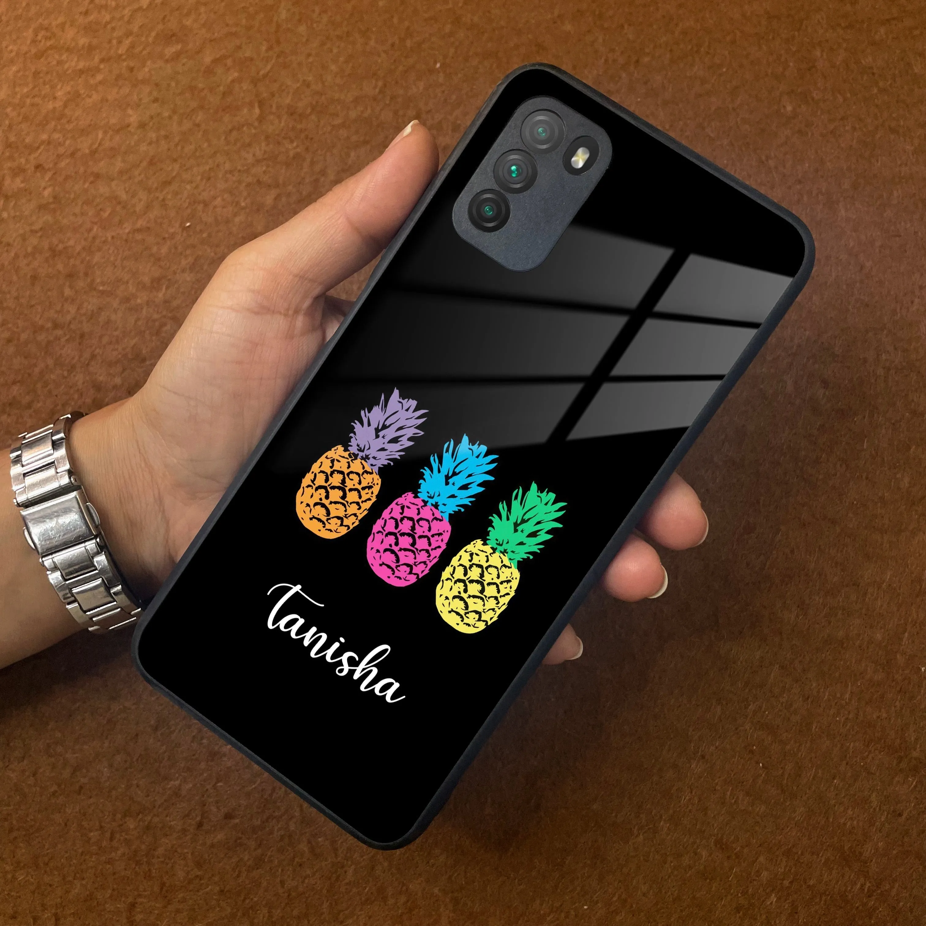 Colorful Pineapple Glass Case Cover For Poco