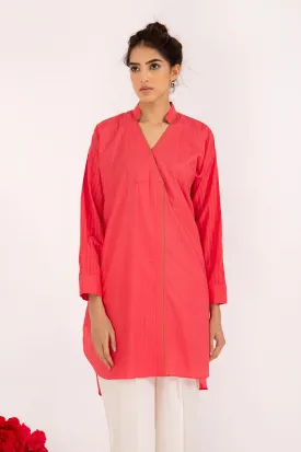 CORAL KURTA WITH CONTRAST STITCH