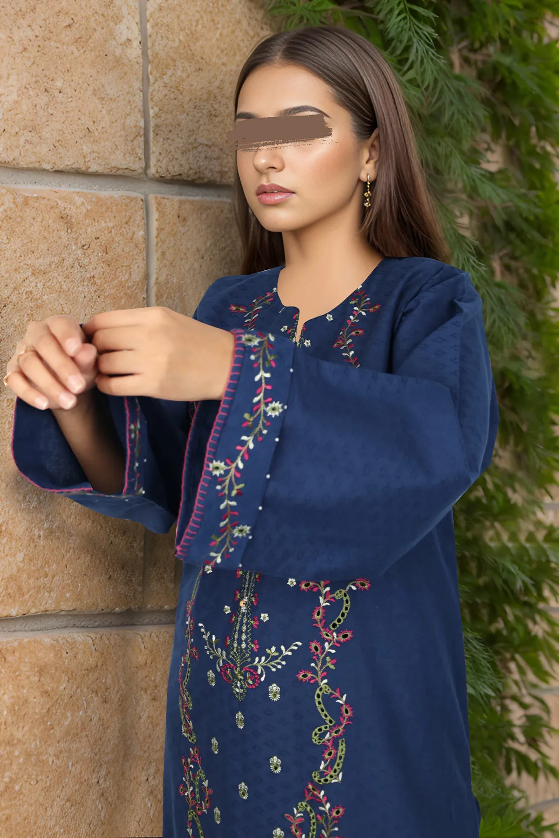 Cotton Jacquard Embroidered Stitched 2 Piece (Shirt/Trouser)