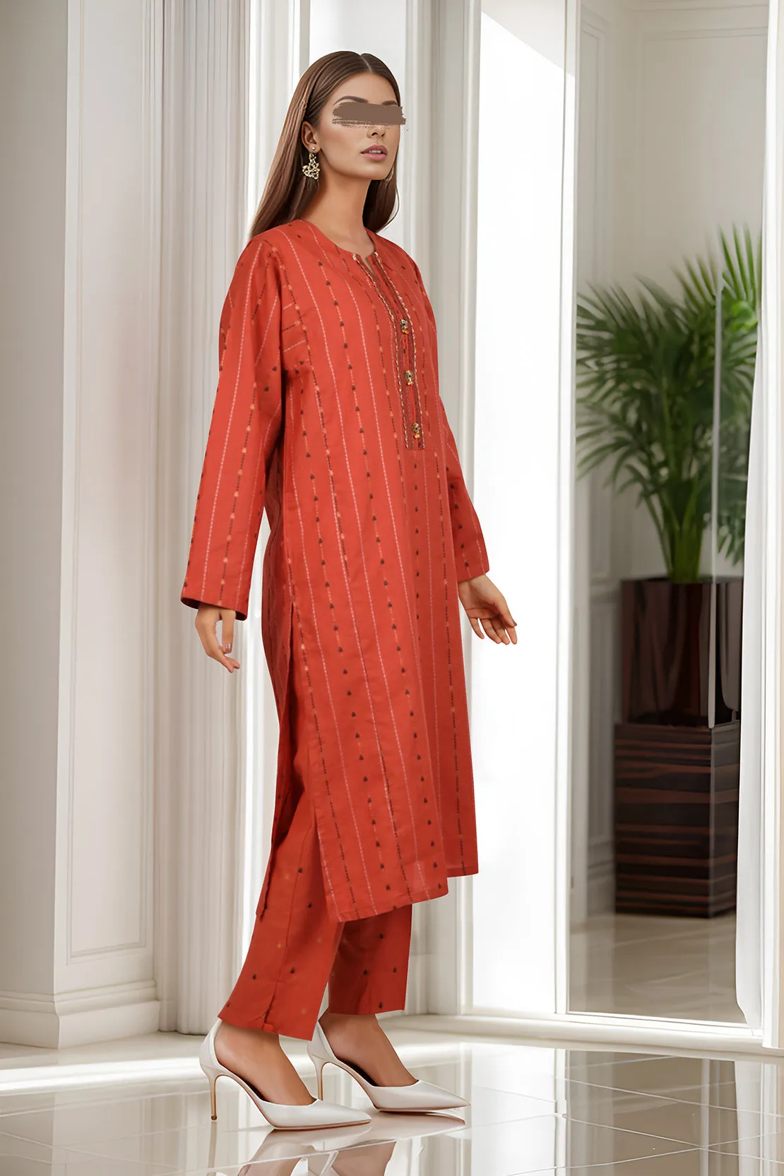 Cotton Jacquard Stitched 2 Piece (Shirt/Trouser)