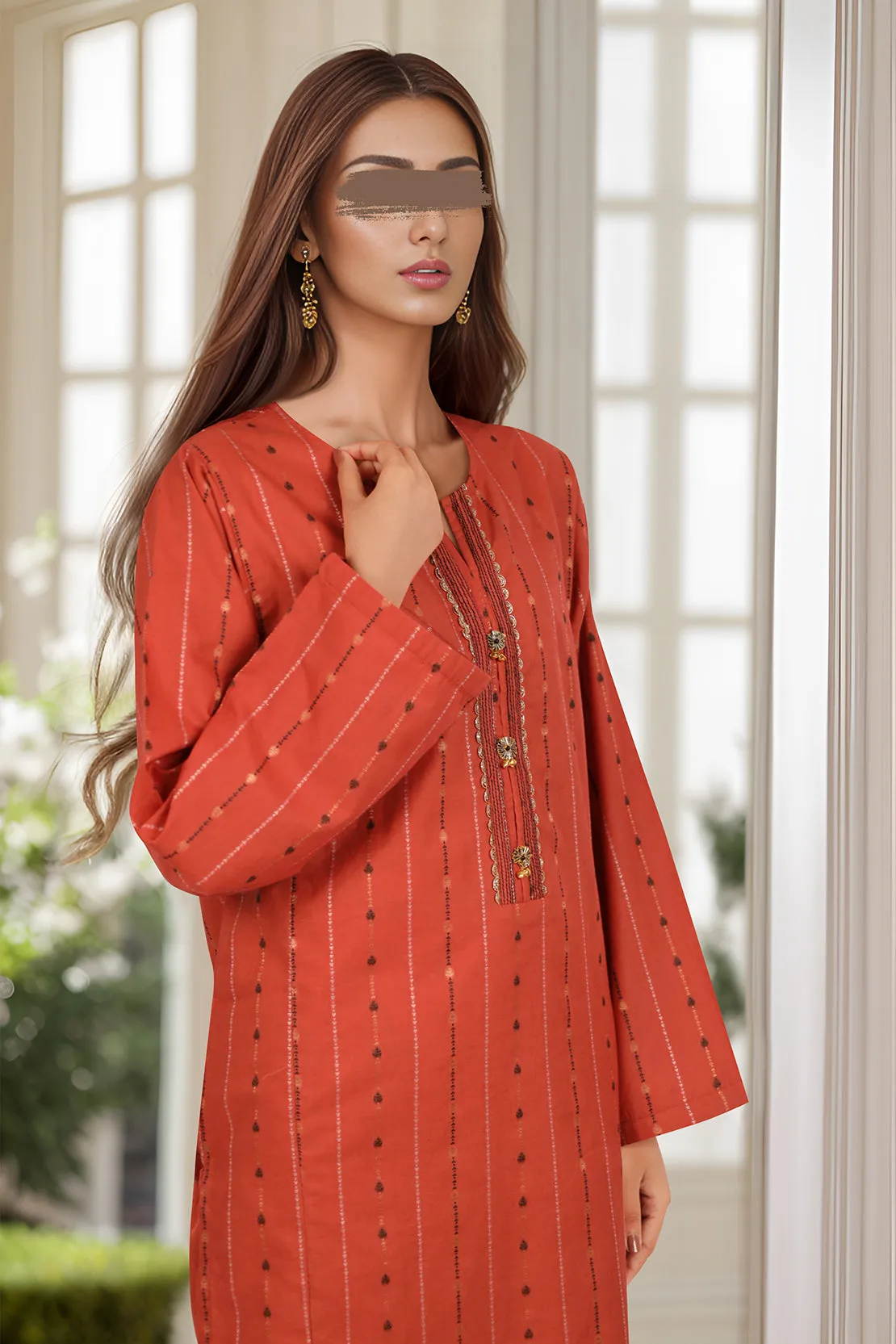 Cotton Jacquard Stitched 2 Piece (Shirt/Trouser)