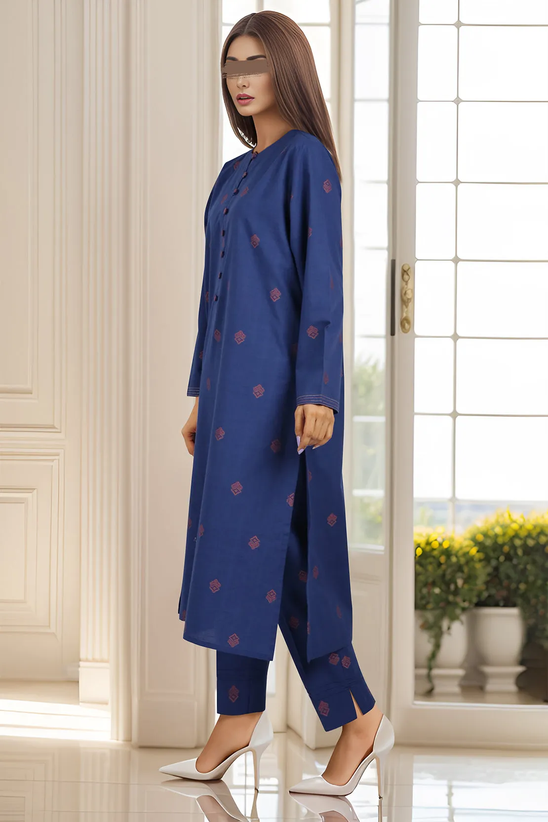 Cotton Jacquard Stitched 2 Piece (Shirt/Trouser)
