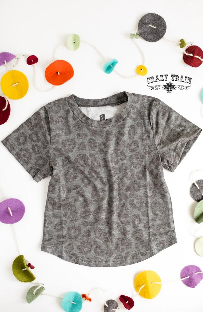 Crazy Train Kids Bear Creek Charcoal Leopard Tee
