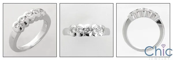 Cubic Zirconia 5 Round Stone Wedding Band 0.50 Total Carat 14 K White Gold