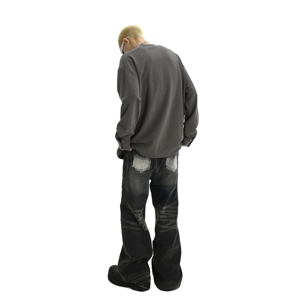 Cuff Buttons Lined Long Sleeve T-Shirt