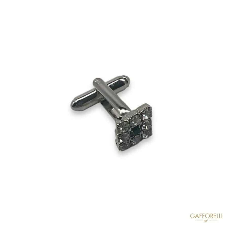 Cufflink with Squared Rhinestone Detail U61 Gem - Gafforelli Srl