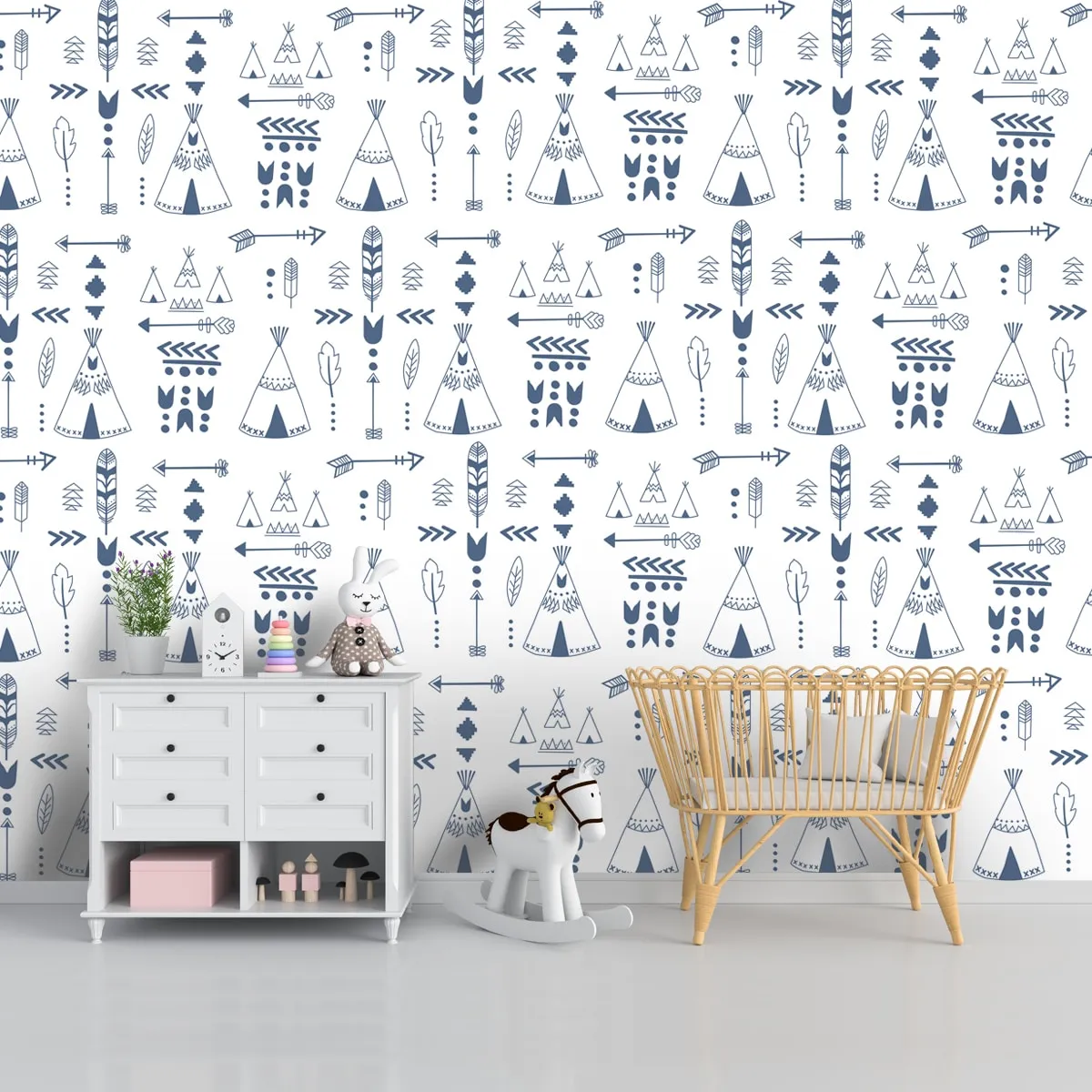 Cute Tribal Print for Kids Room, Blue