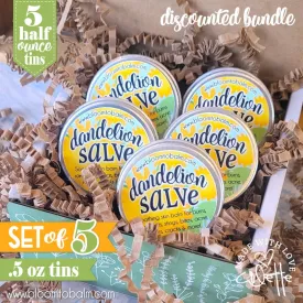 DANDELION Salve {Discounted 5-Pack} HALF OZ TINS