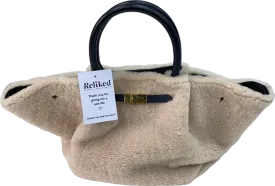 DeMellier Beige Shearling Tote Bag