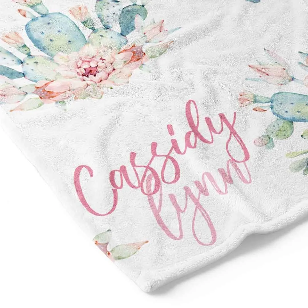 Desert Cactus Blooms Personalized Toddler Blanket