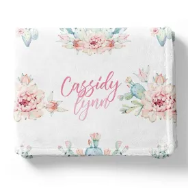 Desert Cactus Blooms Personalized Toddler Blanket