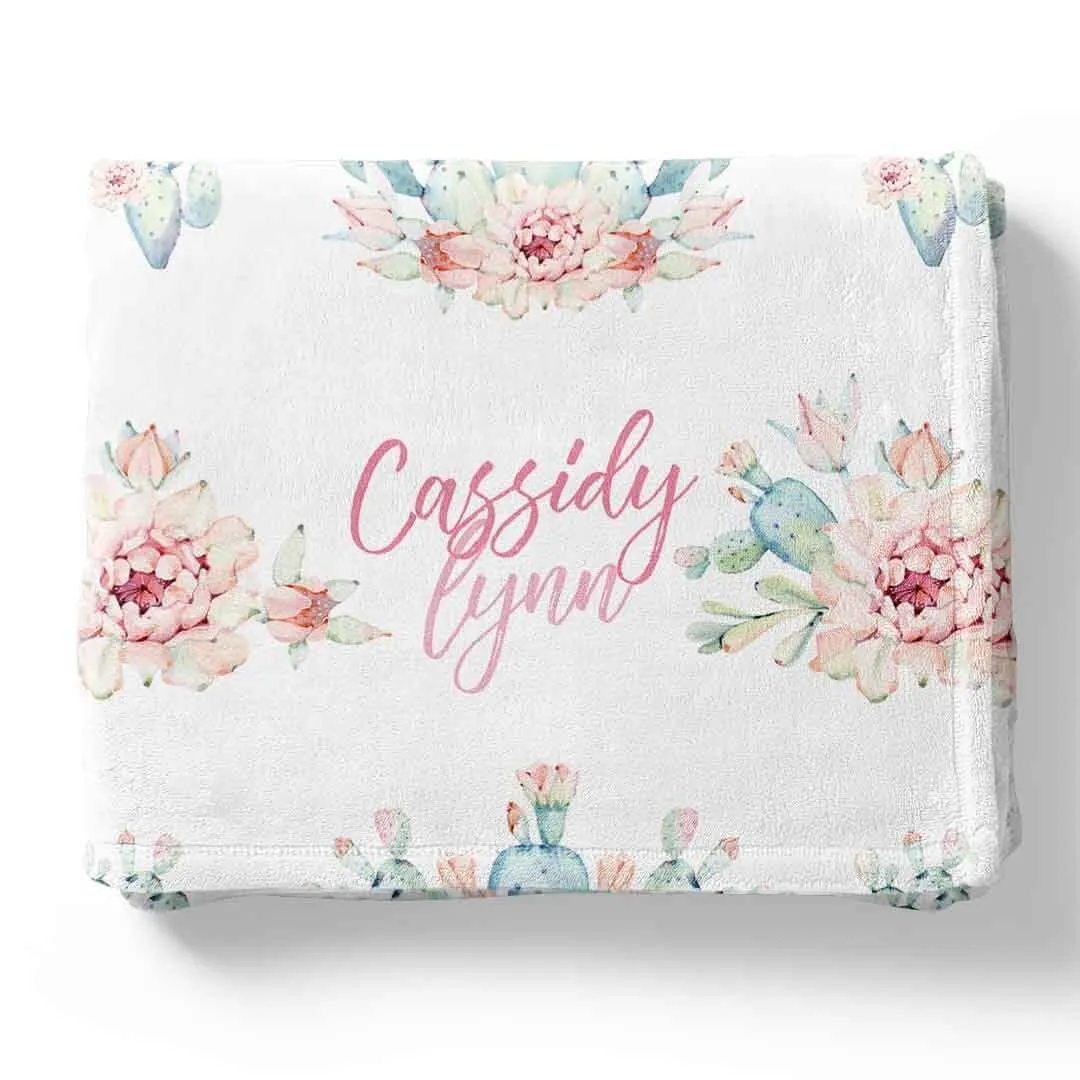 Desert Cactus Blooms Personalized Toddler Blanket