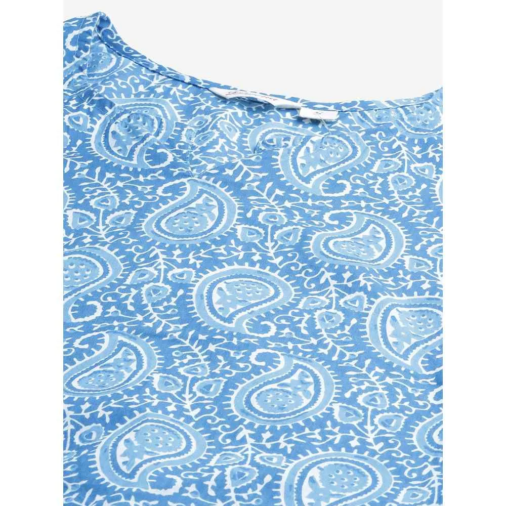 Divena Blue Printed Cotton Nightwear (Set of 2)