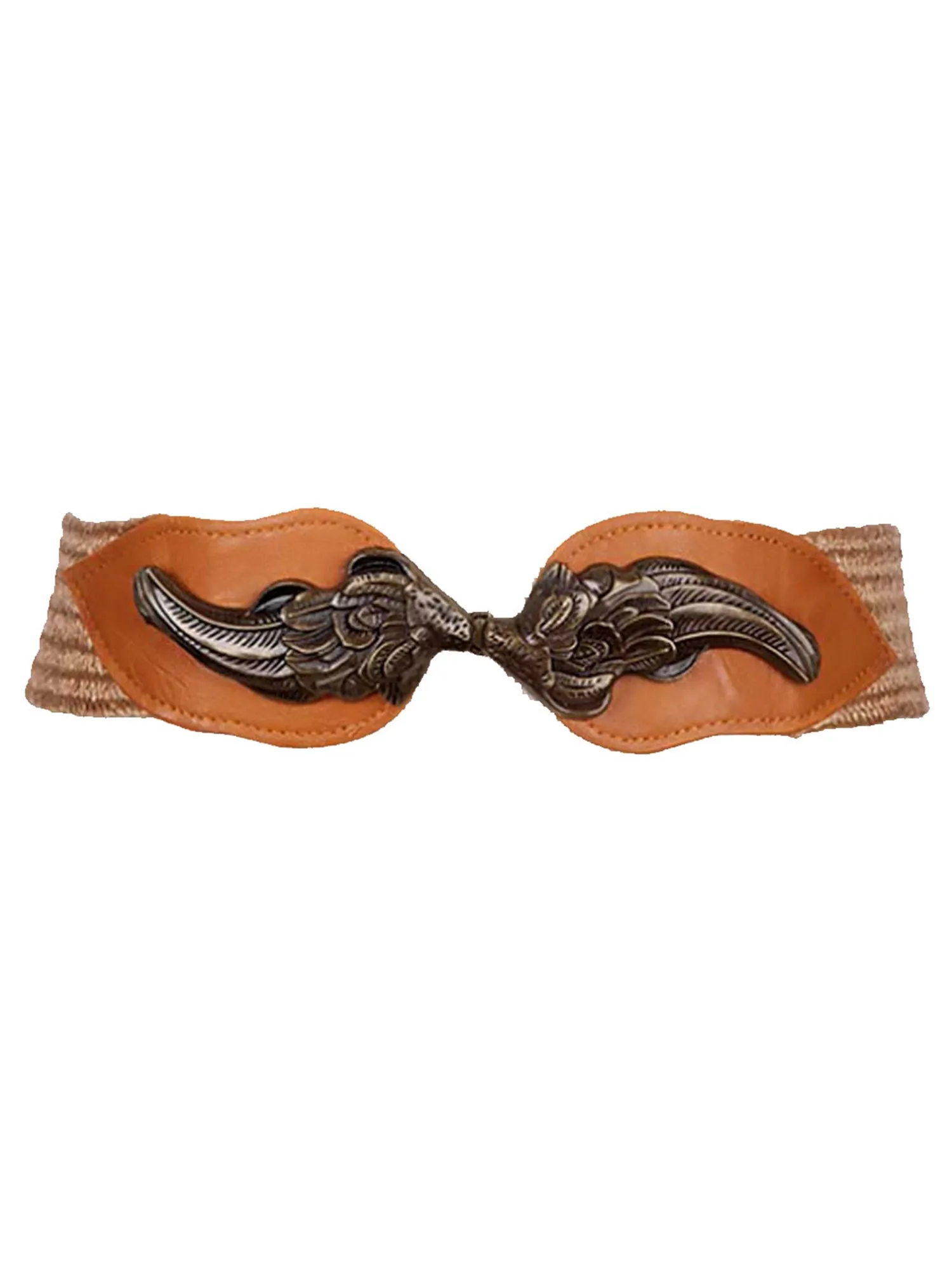 Elaborate Metal Wing Buckle Stretchy Waist Belt